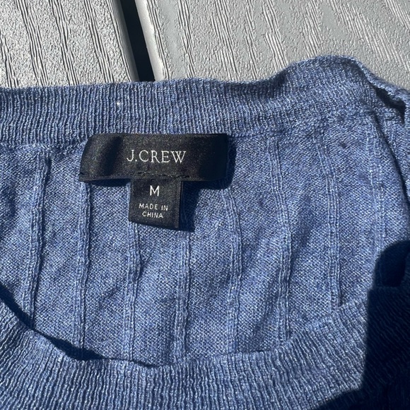 J. Crew Heather Seacoast Blue Silk Cashmere Crew Neck Cropped Pull Over Top - Picture 6 of 8